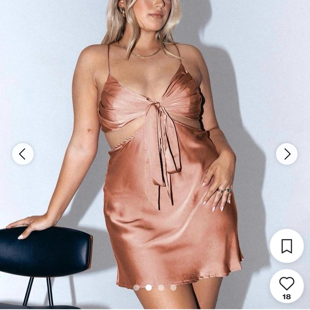 Satin Tie-Front Mini Dress